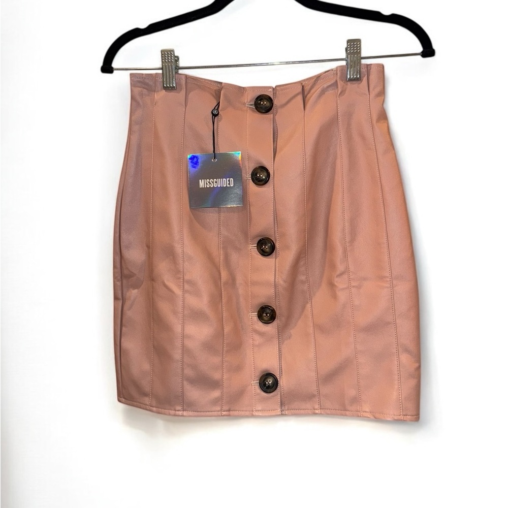 Missguided Faux Leather Button Paperbag Skirt